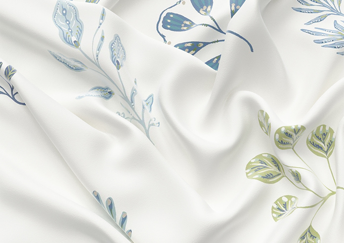 Botanical Velvet, River Blue - Motorised Roman Blind - Image 4